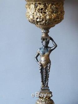 Grande Lampe En Métal, Femme Drapée, époque Fin XIX ème