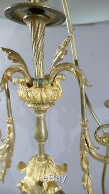 Grande Lampe Style Louis XVI En Bronze Doré, époque XIX ème