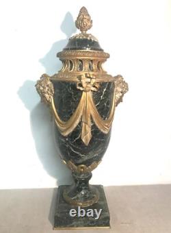 Grande cassolette en marbre vert et bronze doré époque XIXème siècle