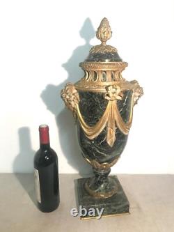 Grande cassolette en marbre vert et bronze doré époque XIXème siècle