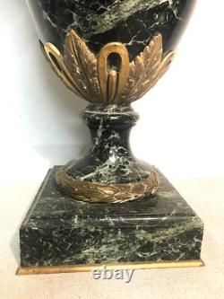 Grande cassolette en marbre vert et bronze doré époque XIXème siècle