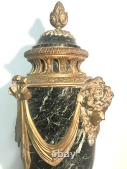 Grande cassolette en marbre vert et bronze doré époque XIXème siècle