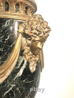 Grande cassolette en marbre vert et bronze doré époque XIXème siècle