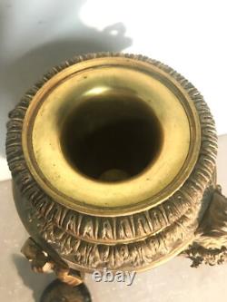 Grande cassolette en marbre vert et bronze doré époque XIXème siècle