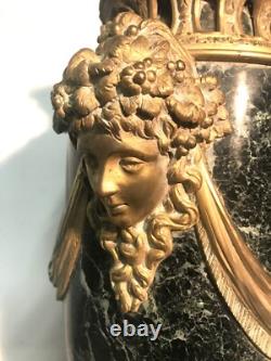 Grande cassolette en marbre vert et bronze doré époque XIXème siècle