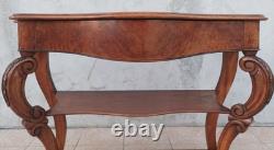 Grande console époque Napoléon III en noyer et ronce de noyer