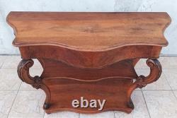 Grande console époque Napoléon III en noyer et ronce de noyer