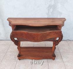 Grande console époque Napoléon III en noyer et ronce de noyer