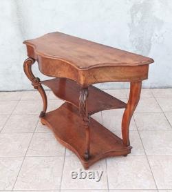Grande console époque Napoléon III en noyer et ronce de noyer