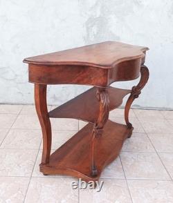Grande console époque Napoléon III en noyer et ronce de noyer