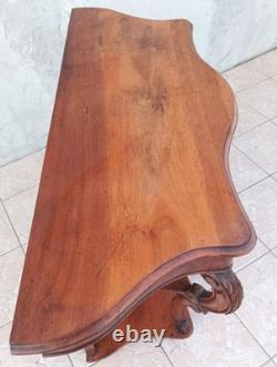 Grande console époque Napoléon III en noyer et ronce de noyer