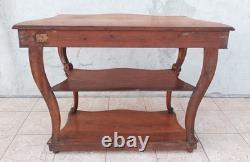 Grande console époque Napoléon III en noyer et ronce de noyer