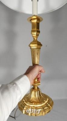 Grande lampe de style Régence en bronze doré, époque XX ème