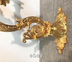 Grande paire d'appliques en bronze doré époque Restauration XIX ème