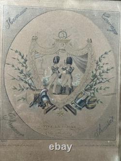 Gravure vive la gloire et les belles Epoque Premier Empire ou Restauration