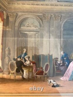 Gravures anciennes, époque XIXème, réhaussées polychrome. L'ensemble de 5