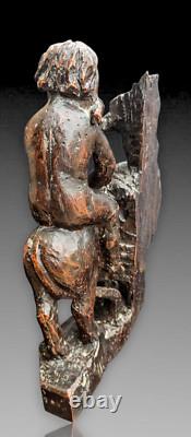 Groupe Statue Lion Bois Sculpté Haute Époque Renaissance Xvieme Flandres Ou Nord