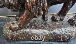 Groupe Statue Lion Bois Sculpté Haute Époque Renaissance Xvieme Flandres Ou Nord