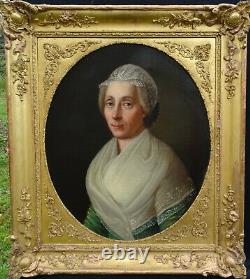 Henri Beltz Portrait de Femme d'Epoque Louis XVI Huile/Toile du XIXème Siècle
