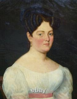 Hippolyte Bruyères Portrait de Femme Epoque Charles Huile/Toile du XIXème