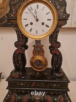 Horloge Ancienne En Marqueterie Époque Napoléon III, XIX Ème S