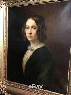 Hst Portrait De Femme Époque Xixeme Peinture École Belge