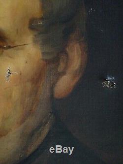 Huile sur toile Portrait d'homme à identifier époque XIXeme