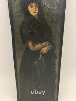 Huile sur toile marouflé sur carton dans le style de Goya époque XIXème 24,3x9,2