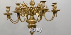 Important Lustre De Style Louis XIII à Couronne à 12 Feux, Bronze, époque XIX èm