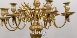Important Lustre De Style Louis XIII à Couronne à 12 Feux, Bronze, époque XIX èm