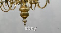 Important Lustre De Style Louis XIII à Couronne à 12 Feux, Bronze, époque XIX èm