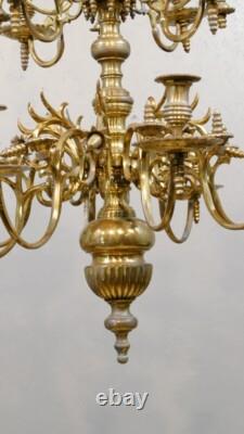 Important Lustre De Style Louis XIII à Couronne à 12 Feux, Bronze, époque XIX èm