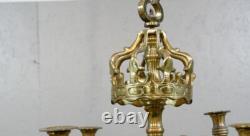 Important Lustre De Style Louis XIII à Couronne à 12 Feux, Bronze, époque XIX èm