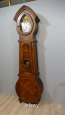 Importante Horloge De Parquet En Noyer, Forme Très Originale, époque XIX ème