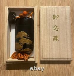 Inro signé en bois, laque Maki-e et poudre d'or, époque Meiji