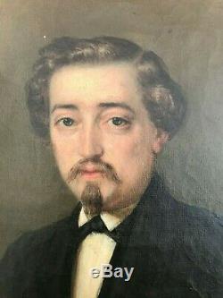 J. DELION XIXéme portrait d'homme ovale d époque Napoléon III