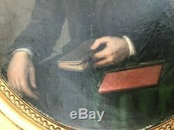 J. DELION XIXéme portrait d'homme ovale d époque Napoléon III