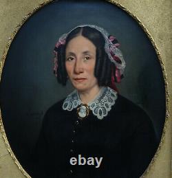 J. F. Layraud Portrait de Femme d'Epoque Second Empire HST du XIXème siècle