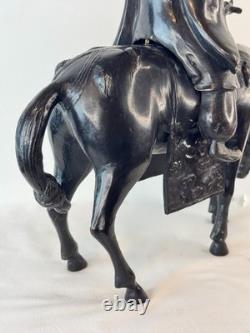 JAPON STATUE EN BRONZE ÉPOQUE FIN XIXème ÈRE MEIJI LE SAGE TOBA SUR SA MULE