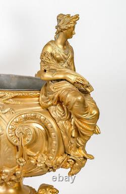 Jardinière en Bronze Doré du XIXème Siècle, Epoque Napoléon III, Grande Décorati