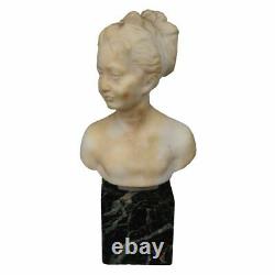 Jeune femme albâtre sculptée en buste époque fin XIXème