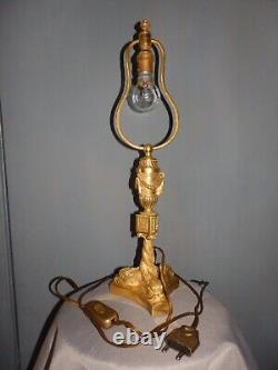 LAMPE ANCIENNE XIXe BRONZE SIGNEE CH. BLANC PARIS TRIPODE DAUPHINS DORURE EPOQUE