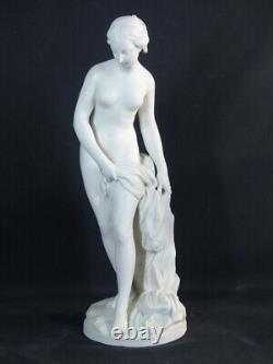 La Baigneuse d'Après Falconet, Sculpture En Biscuit De Porcelaine, époque XIX èm