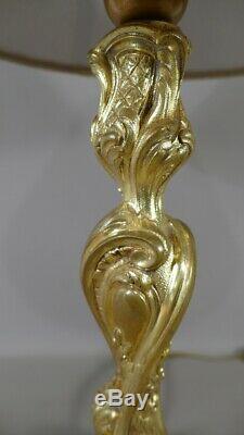 Lampe Flambeau En Bronze Doré De Style Louis XV, époque XIX ème