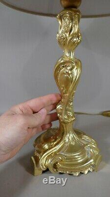Lampe Flambeau En Bronze Doré De Style Louis XV, époque XIX ème