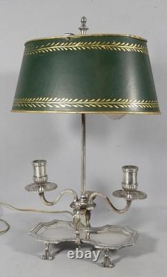 Lampe bouillotte Régence en bronze argenté, époque XVIII ème siècle