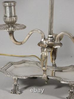 Lampe bouillotte Régence en bronze argenté, époque XVIII ème siècle
