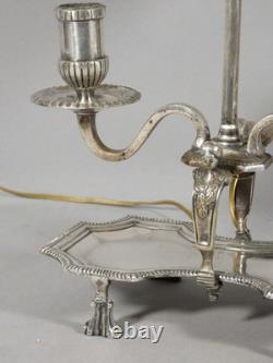 Lampe bouillotte Régence en bronze argenté, époque XVIII ème siècle