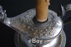 Lampe bouillotte de style Empire époque XIXème métal argenté