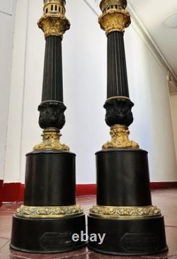Lampes Modérateur Type Carcel D'epoque Charles X Tôle Et Bronze Mercure